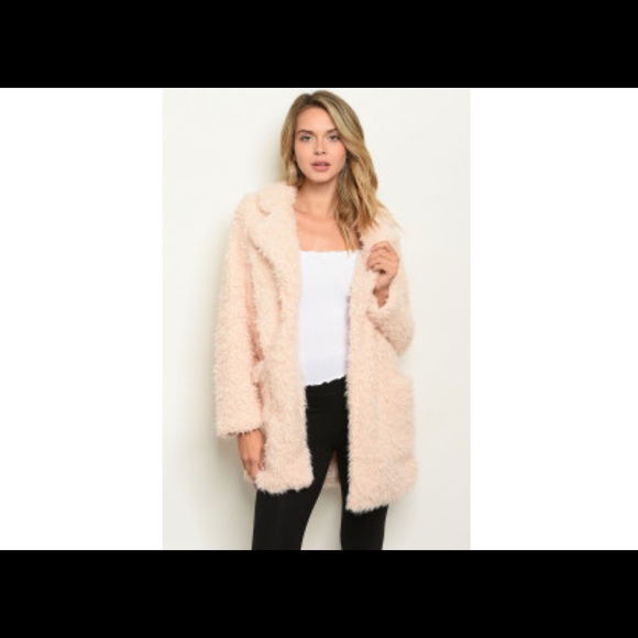 1 left🆕 Soft Blush Shaggy Teddy Bear Cozy Coat - Picture 5 of 6